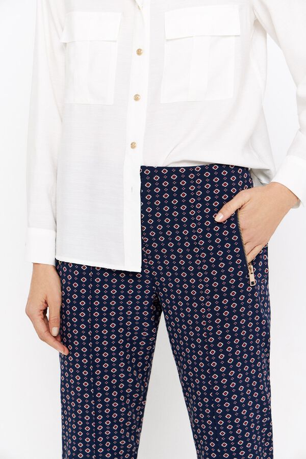 Cortefiel Pantal&oacute;n skinny cremalleras Estampado azul