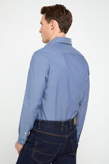 Cortefiel Camisa lisa fácil de engomar de algodão extra suave Azul