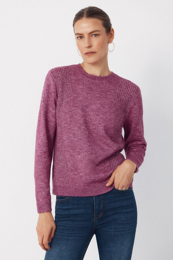 Cortefiel Jersey punto combinado Morado