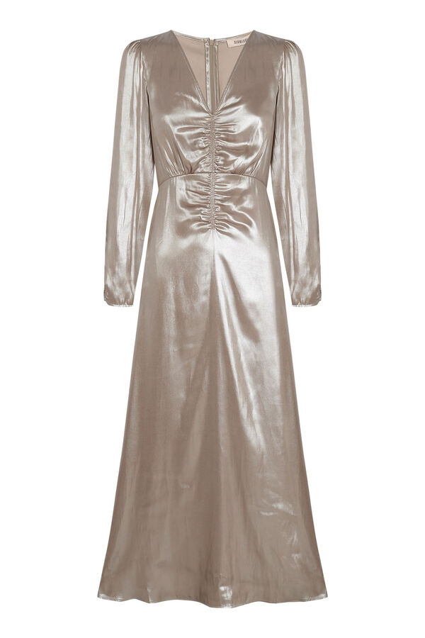 Slowlove Vestido em tecido laminado prateado Dourado