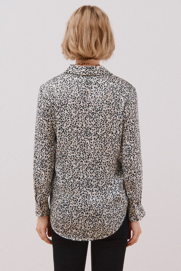 Cortefiel Camisa satinada Estampado blanco