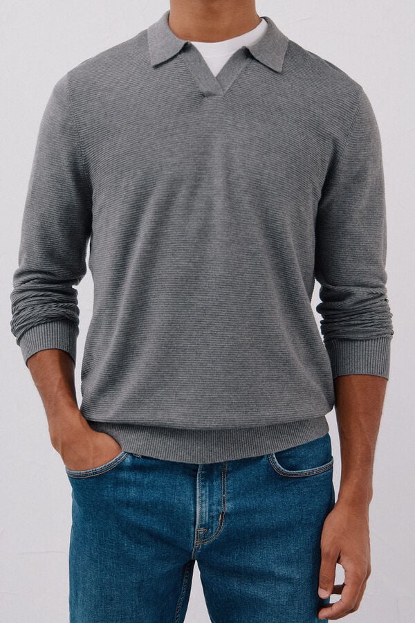 Cortefiel Jersey punto fino Gris