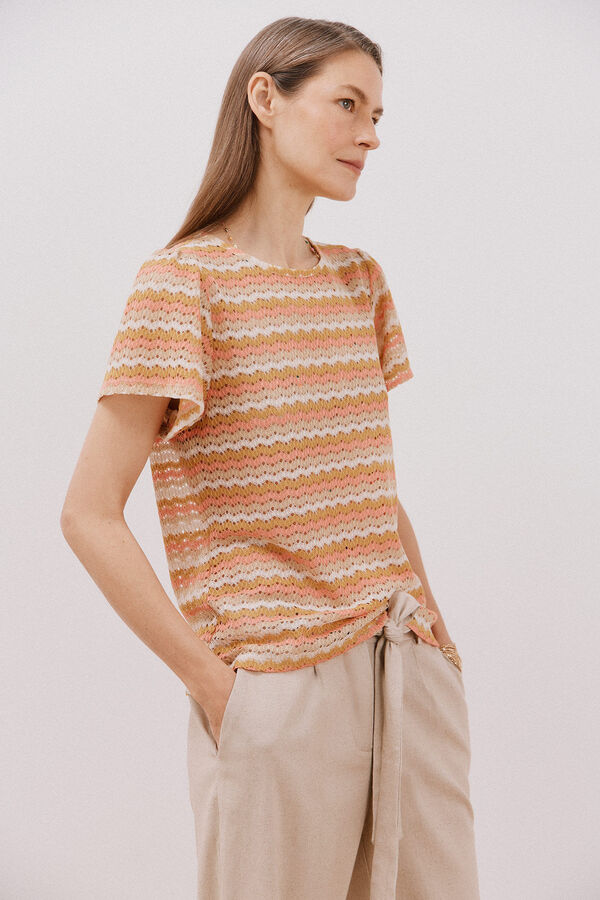 Cortefiel Top estruturado riscas Vermelho