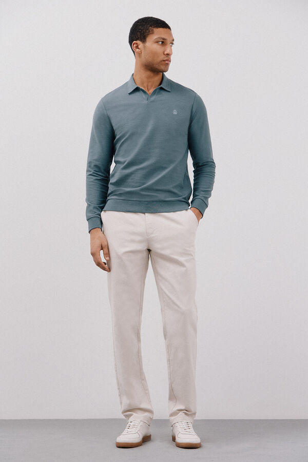 Cortefiel Sudadera cuello polo Azul