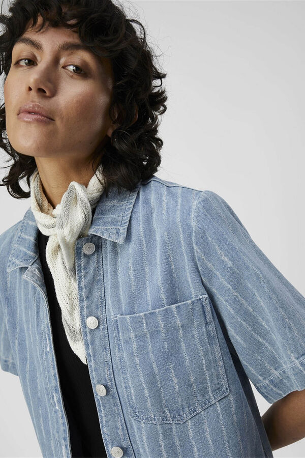 Object Camisa de ganga manga curta Azul