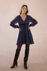 Molly Bracken Vestido curto estampado de manga comprida Azul