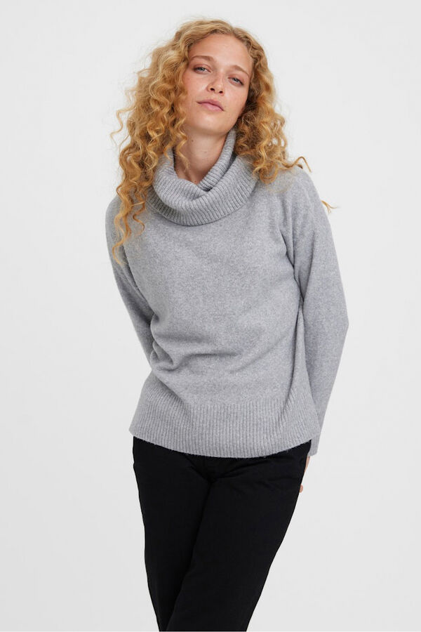 Vero Moda Jersey de punto cuello vuelto Gris