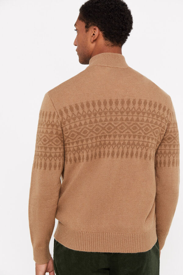 Cortefiel Camisola natal l&atilde; fecho-&eacute;clair Tostado