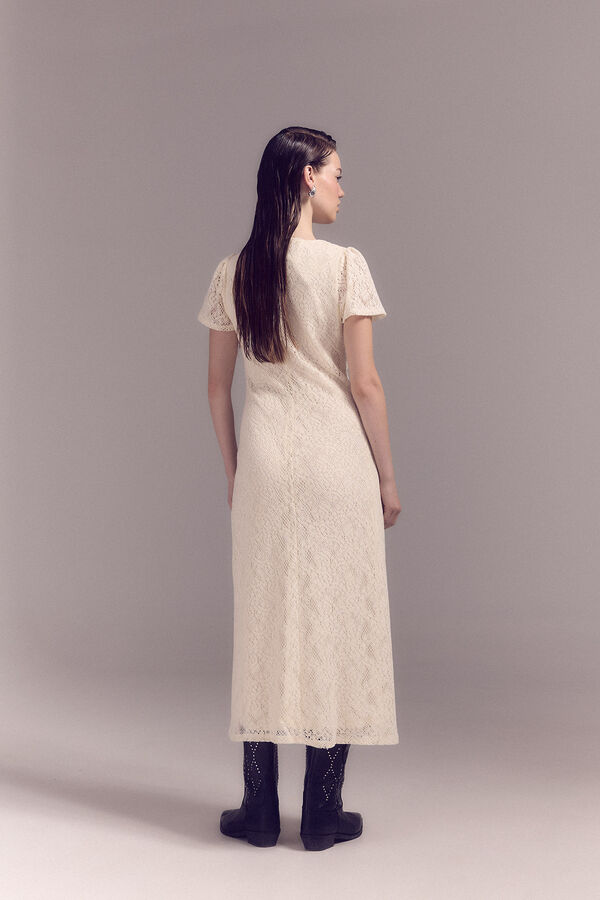 Slowlove Vestido de renda crua Ecru