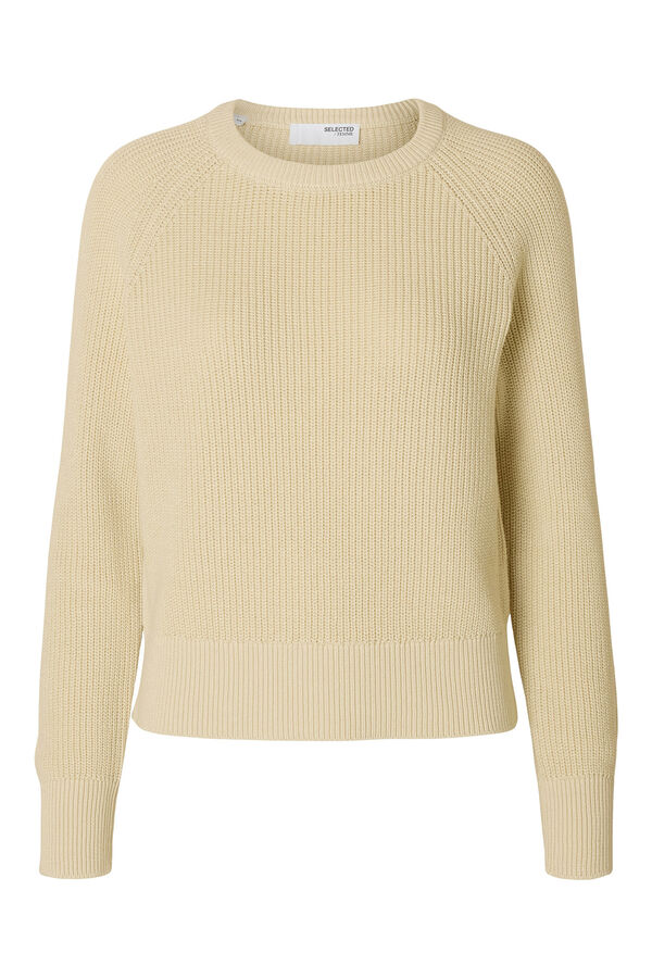 Selected Femme Camisola canelada 100% algodão orgânico Cinzento