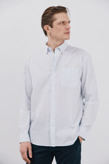 Cortefiel Camisa seersucker rayas Azul