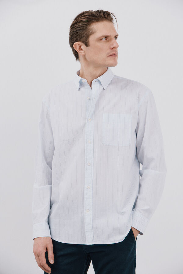 Cortefiel Camisa seersucker rayas Azul