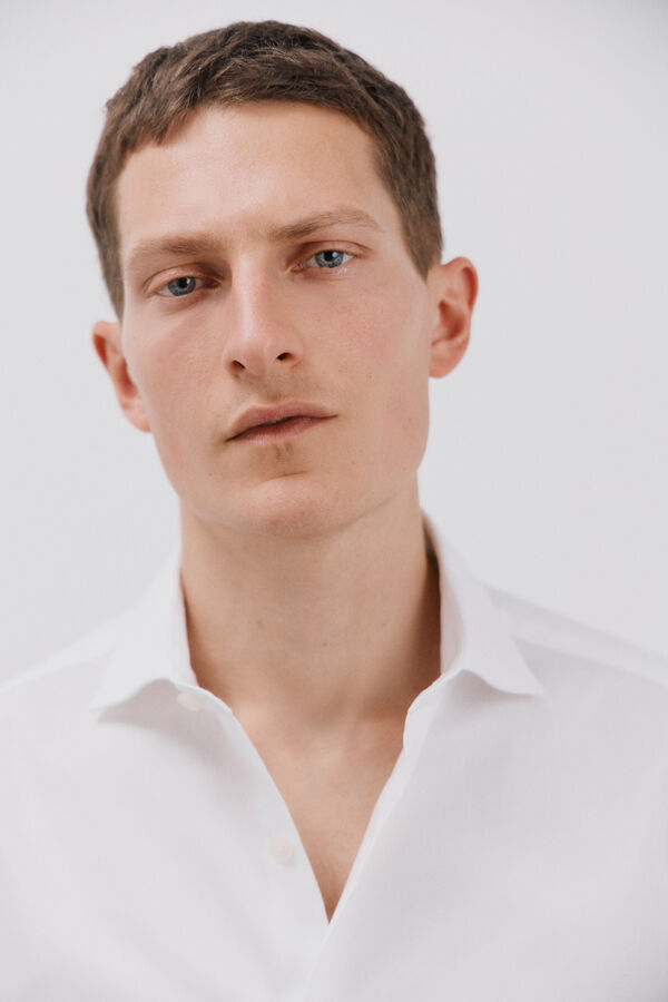 Cortefiel Camisa g&eacute;meos lisa f&aacute;cil de engomar Branco