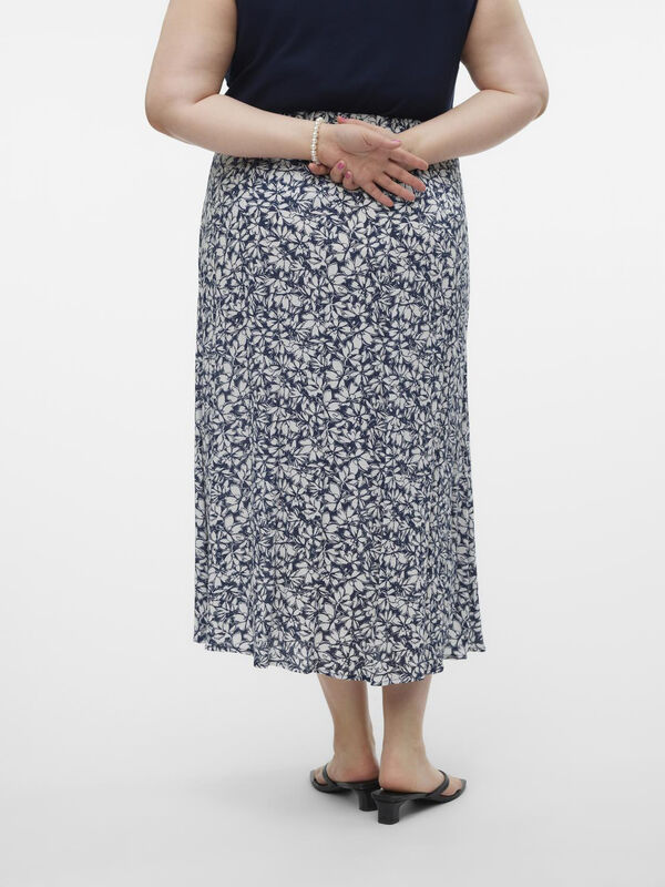 Vero Moda Curve Falda midi cintura el&aacute;stica talla grande Azul marino