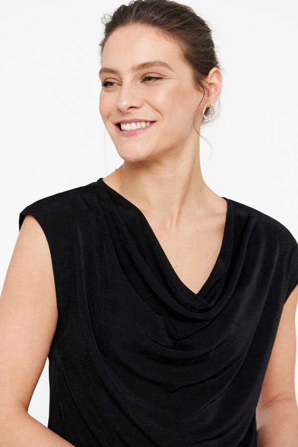 Cortefiel Top drapeado de punto Negro