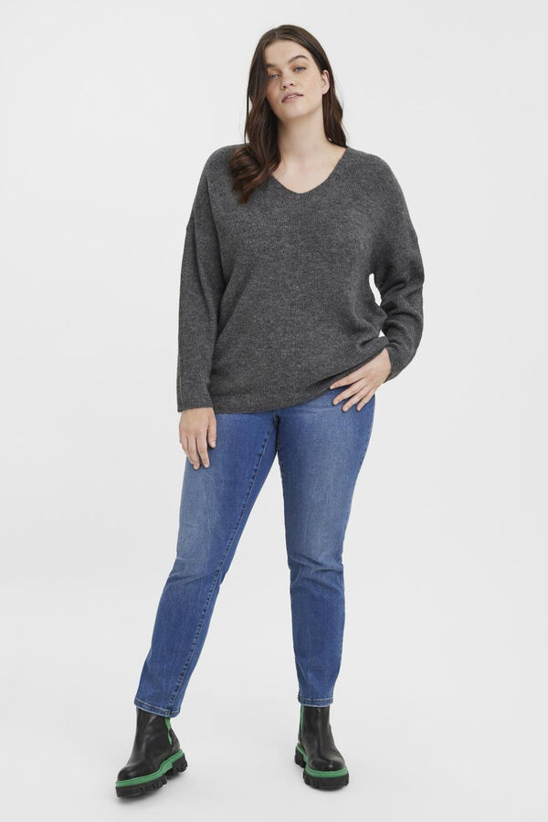 Vero Moda Curve Jersey de punto de manga larga talla grande Gris