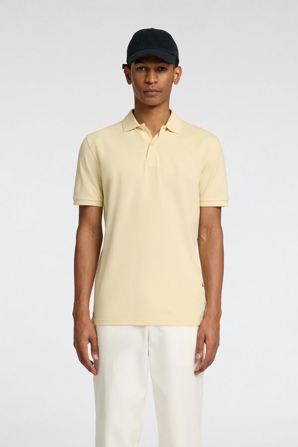 Selected Polo Slim Fit de manga curta confeccionada em algodão orgânico Dourado
