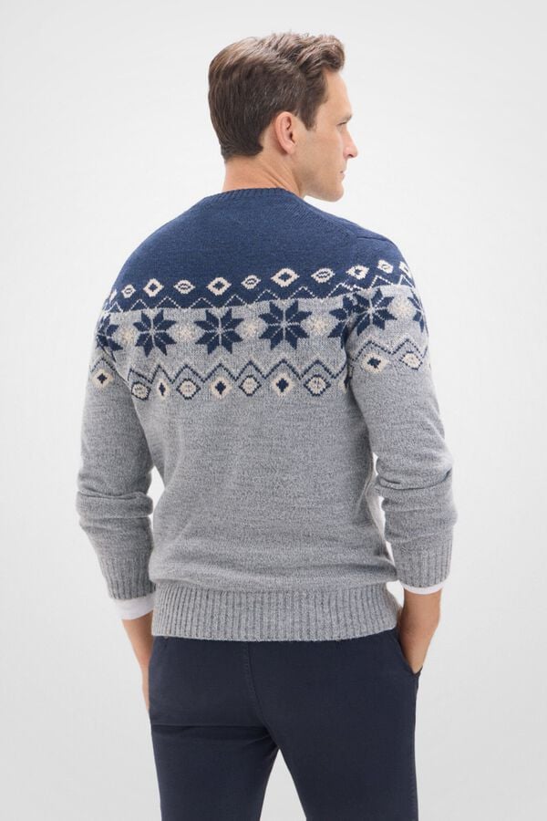 Cortefiel Su&eacute;ter de l&atilde; de natal com gola redonda Cinzento