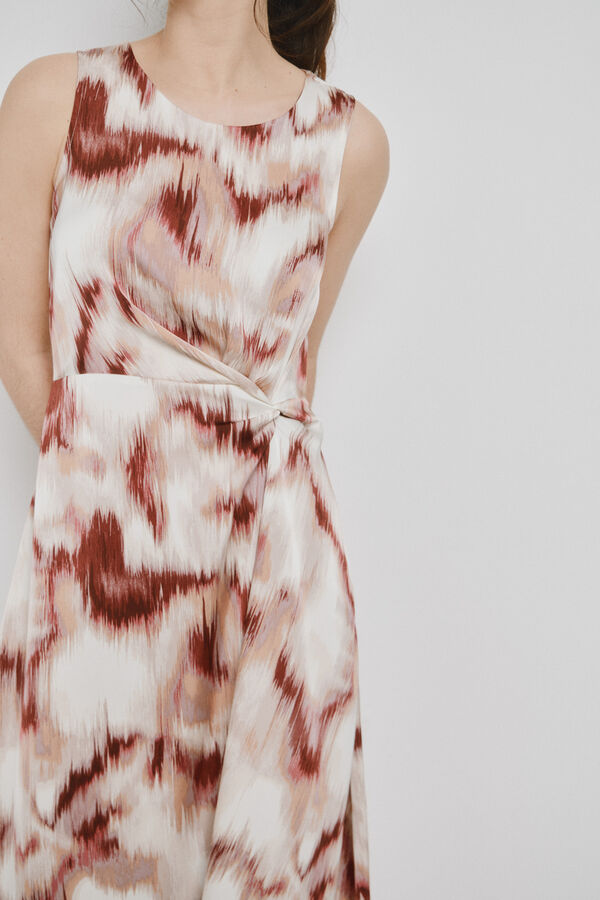 Vero Moda Vestido midi con cuello redondo y detalle de nudo Multicolor
