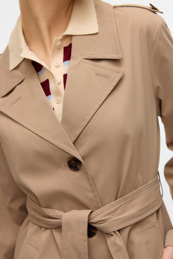 Vero Moda Gabardina longo com cinto  Castanho