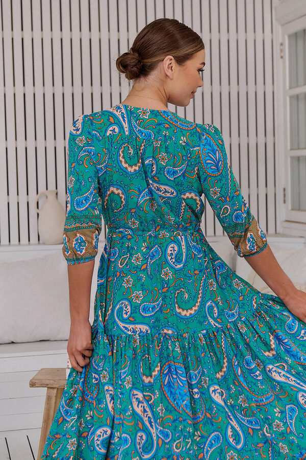 Jaase Vestido largo estampado Tessa Turquesa