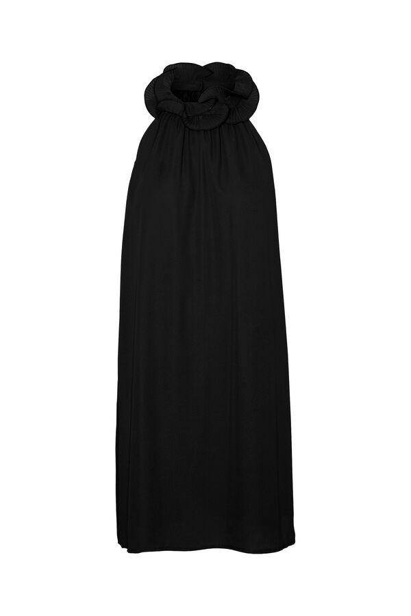 Vero Moda Vestido corto cuello halter detallo flor Negro