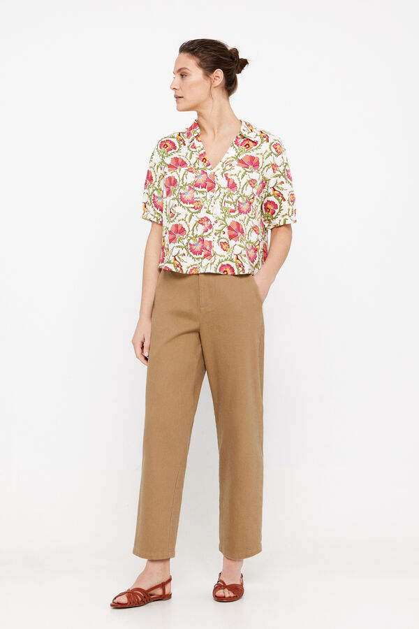 Cortefiel Camisa rustica escote pico Multicolor