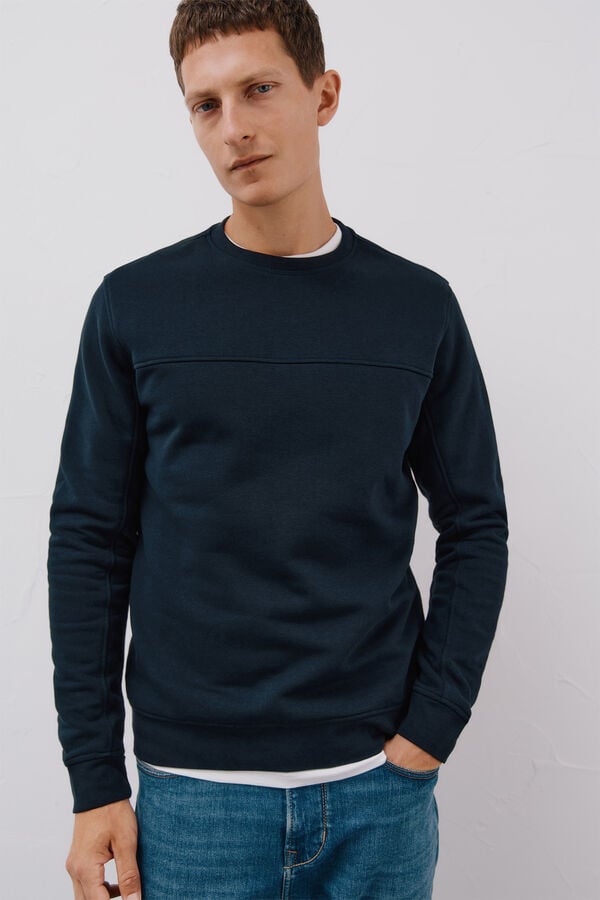 Cortefiel Sweatshirt gola caixa Azul