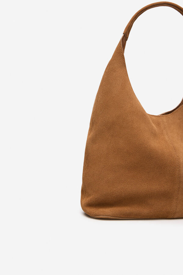 Cortefiel Hobo de couro tran&ccedil;ado Castanho