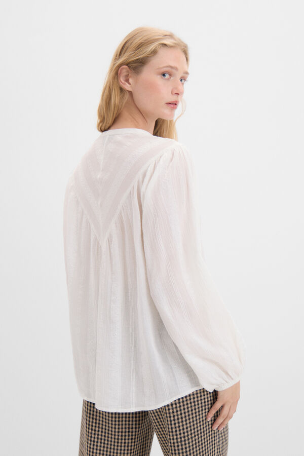 Cortefiel Blusa tejido estructura Blanco