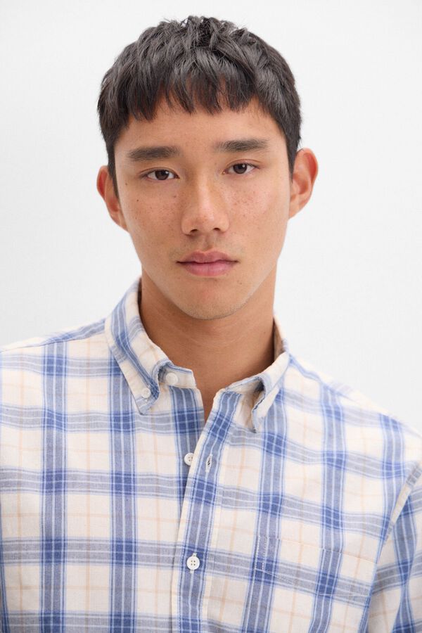 Cortefiel Camisa xadrez melange Azul