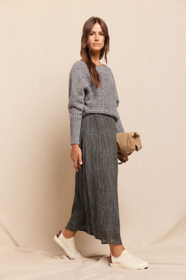 Slowlove Falda midi satinada estampada Estampado gris