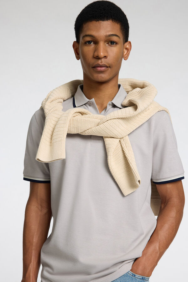 Selected Polo manga curta piqu&eacute; Cinzento