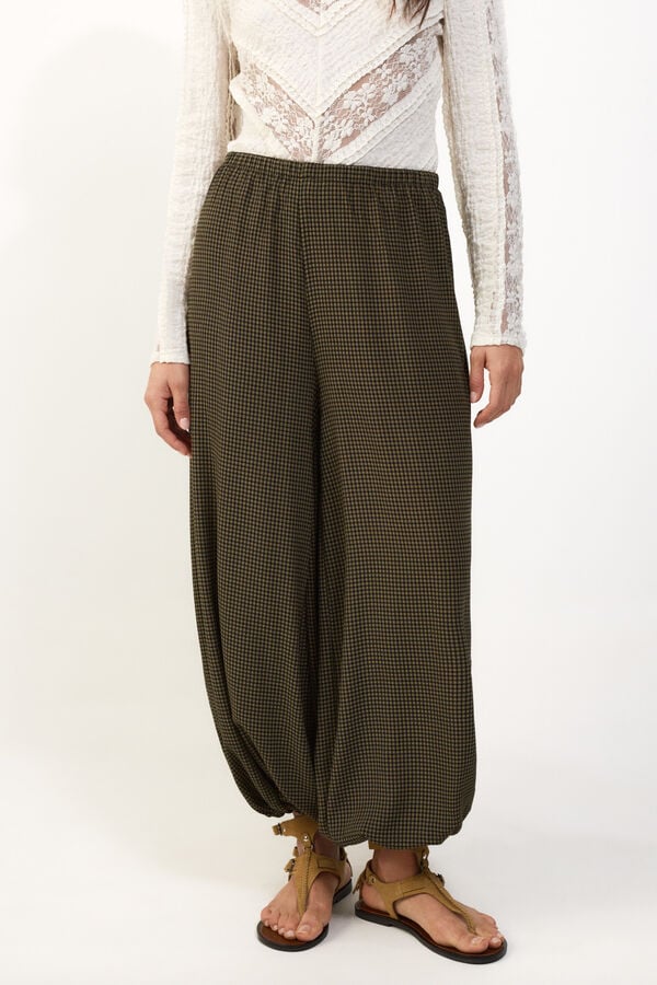 Slowlove Cal&ccedil;a bombacha xadrez Verde