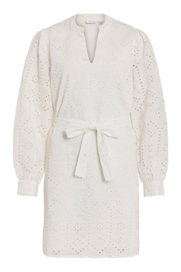 Vila Vestido curto de renda inglesa Branco