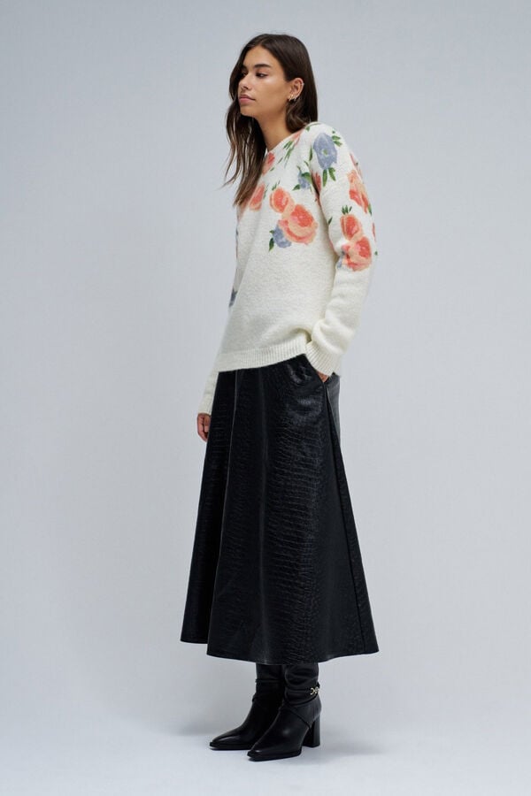 Salsa Jeans Jersey de lana y mohair con estampado floral Marfil