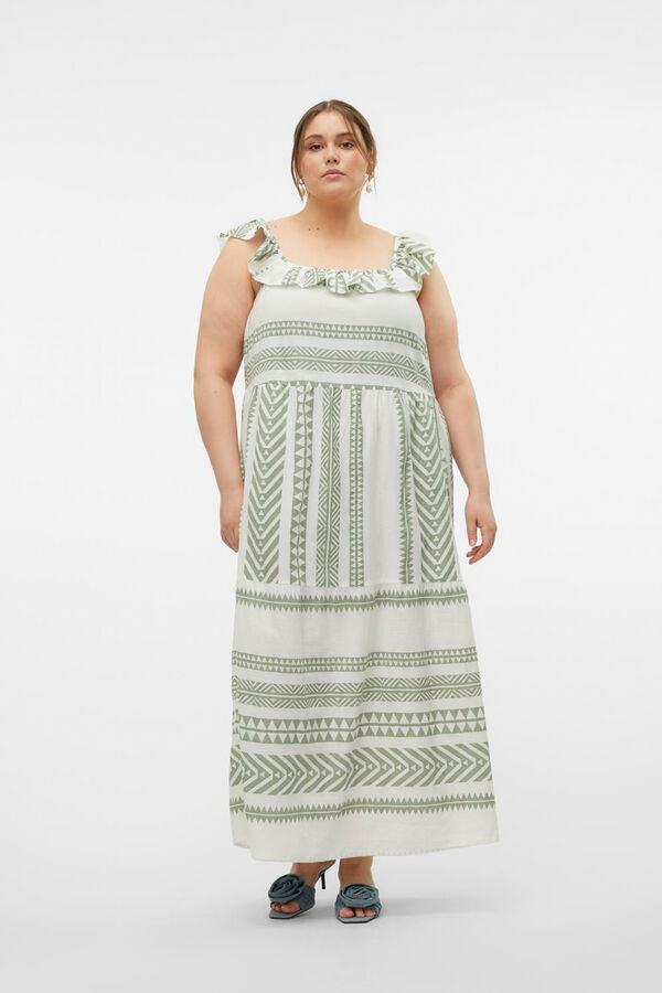 Vero Moda Curve Vestido midi al&ccedil;a grossa tamanho grande  Branco