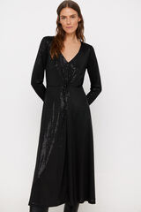 Cortefiel Vestido punto lentejuelas Negro