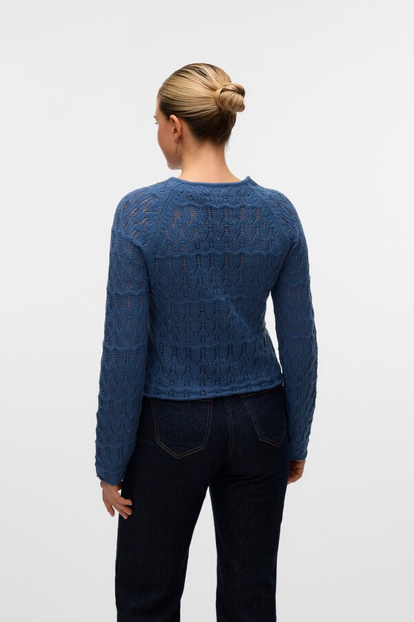 Vero Moda Camiseta de punto calado manga larga Azul marino