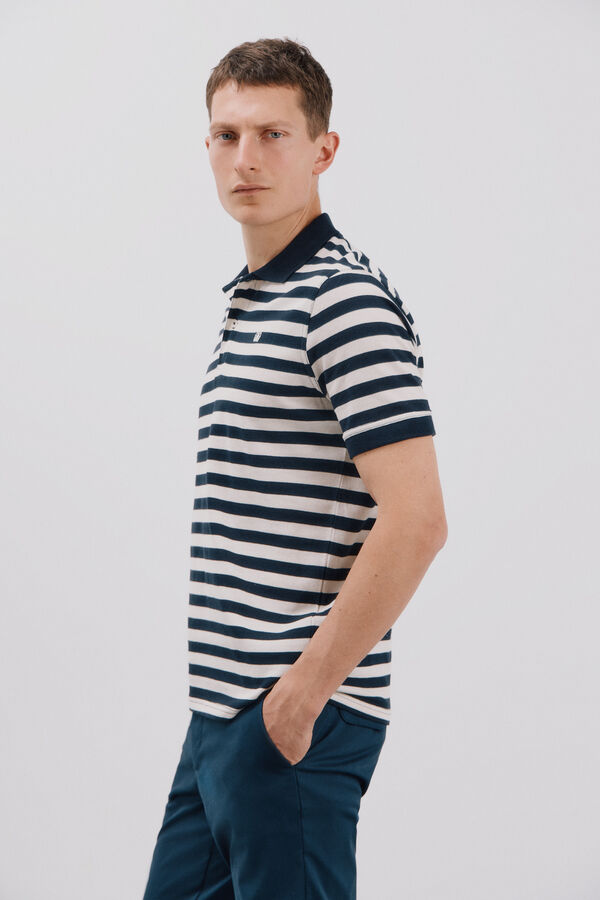 Cortefiel Polo piqu&eacute; de rayas Azul marino