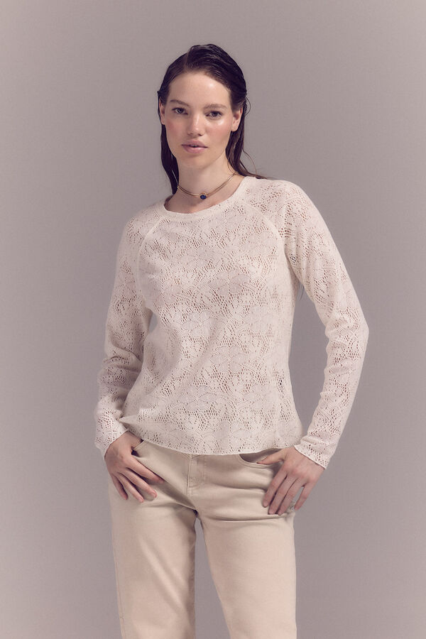 Slowlove Top de renda Ecru