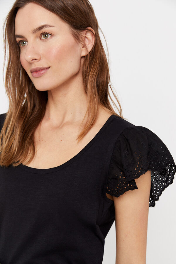 Cortefiel Camisola manga combinada Preto