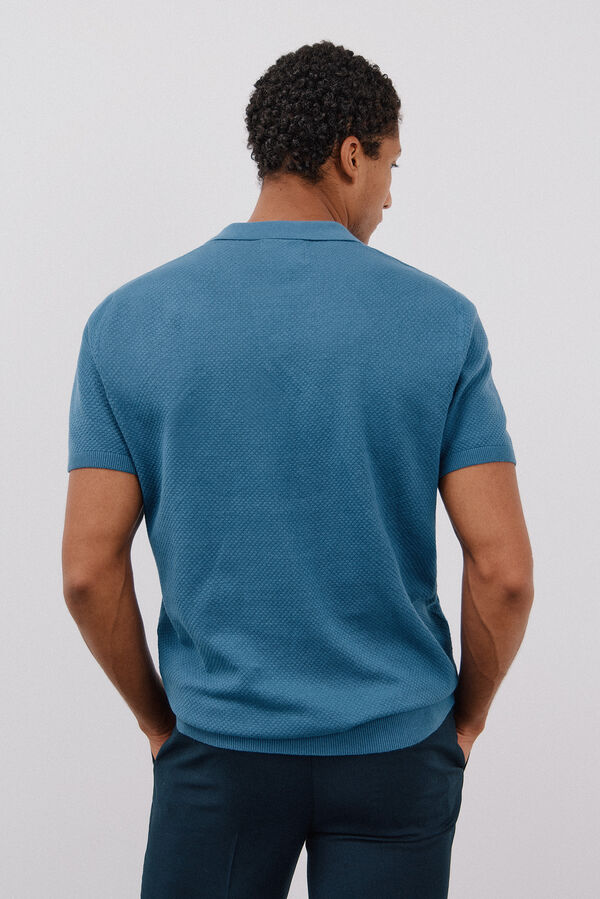 Cortefiel Jersey polo manga corta algod&oacute;n estructura Azul