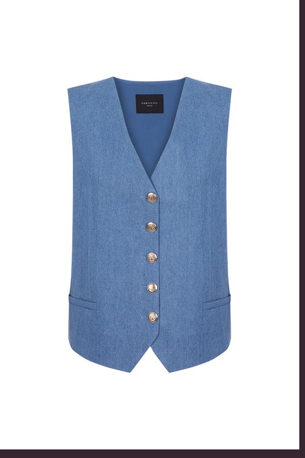 Cortefiel Chaleco tejido denim Azul