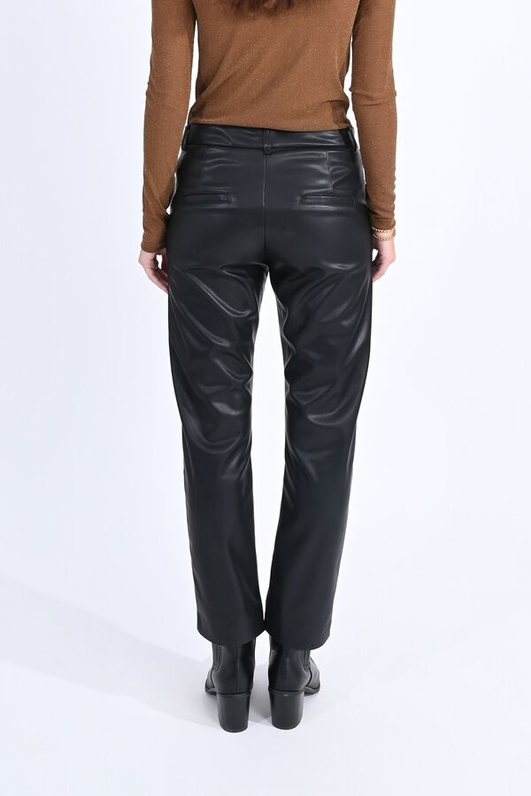 Molly Bracken Calças pelo tornozelo efeito couro Preto