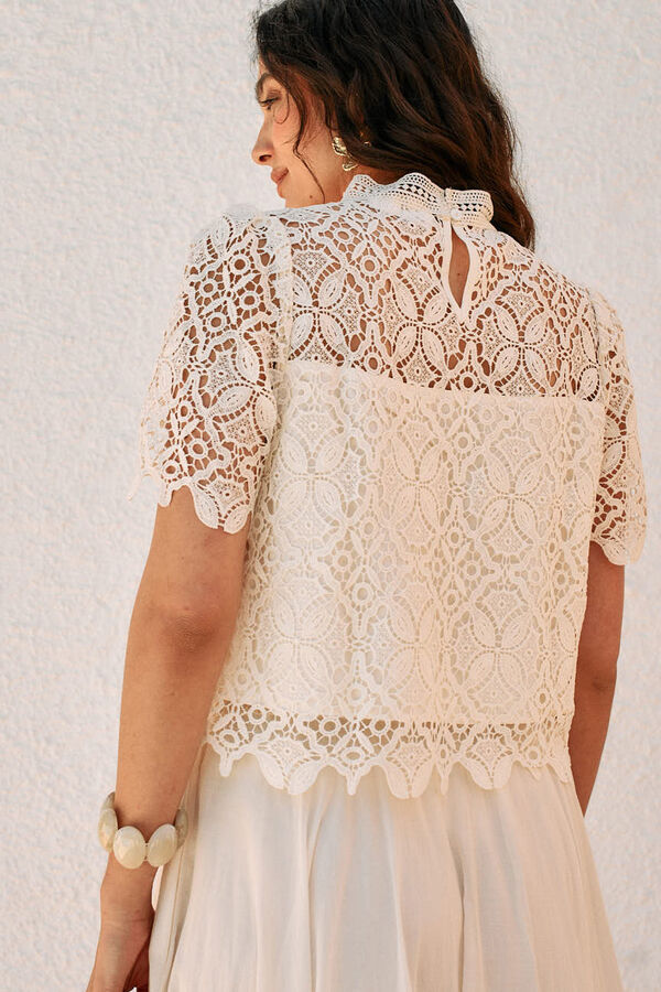 Polín Et Moi Top de renda Calatea Ecru
