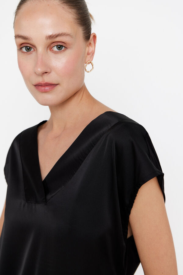 Cortefiel Top combinado sat&eacute;n Negro