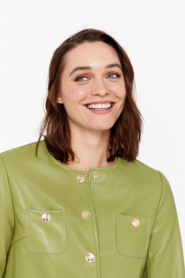 Cortefiel Chaqueta de efecto piel Verde