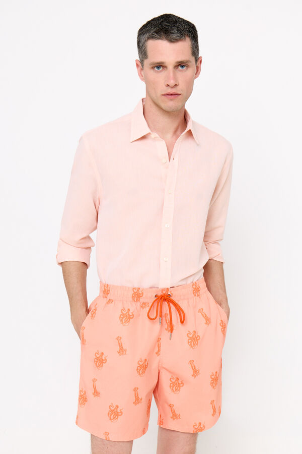 Cortefiel Ba&ntilde;ador estampado pulpos Naranja