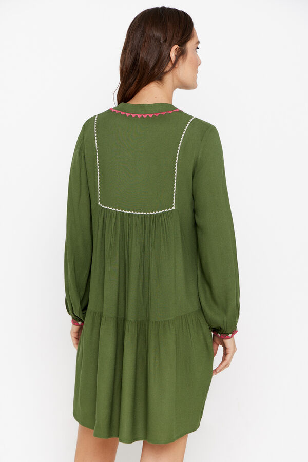 Cortefiel Vestido curto bordado Verde